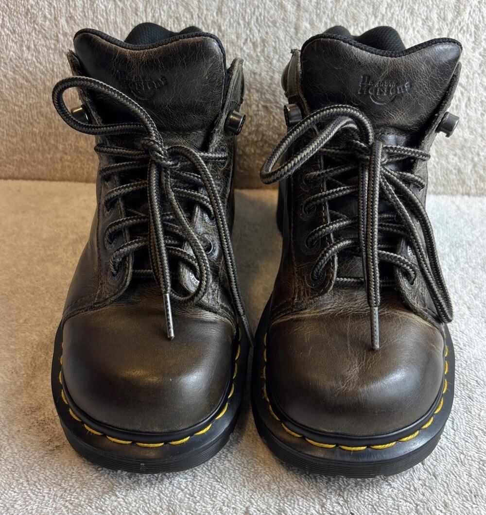 Dr. Martens Leather Toya Chunky Dk Grey Boots Women’s Size 7